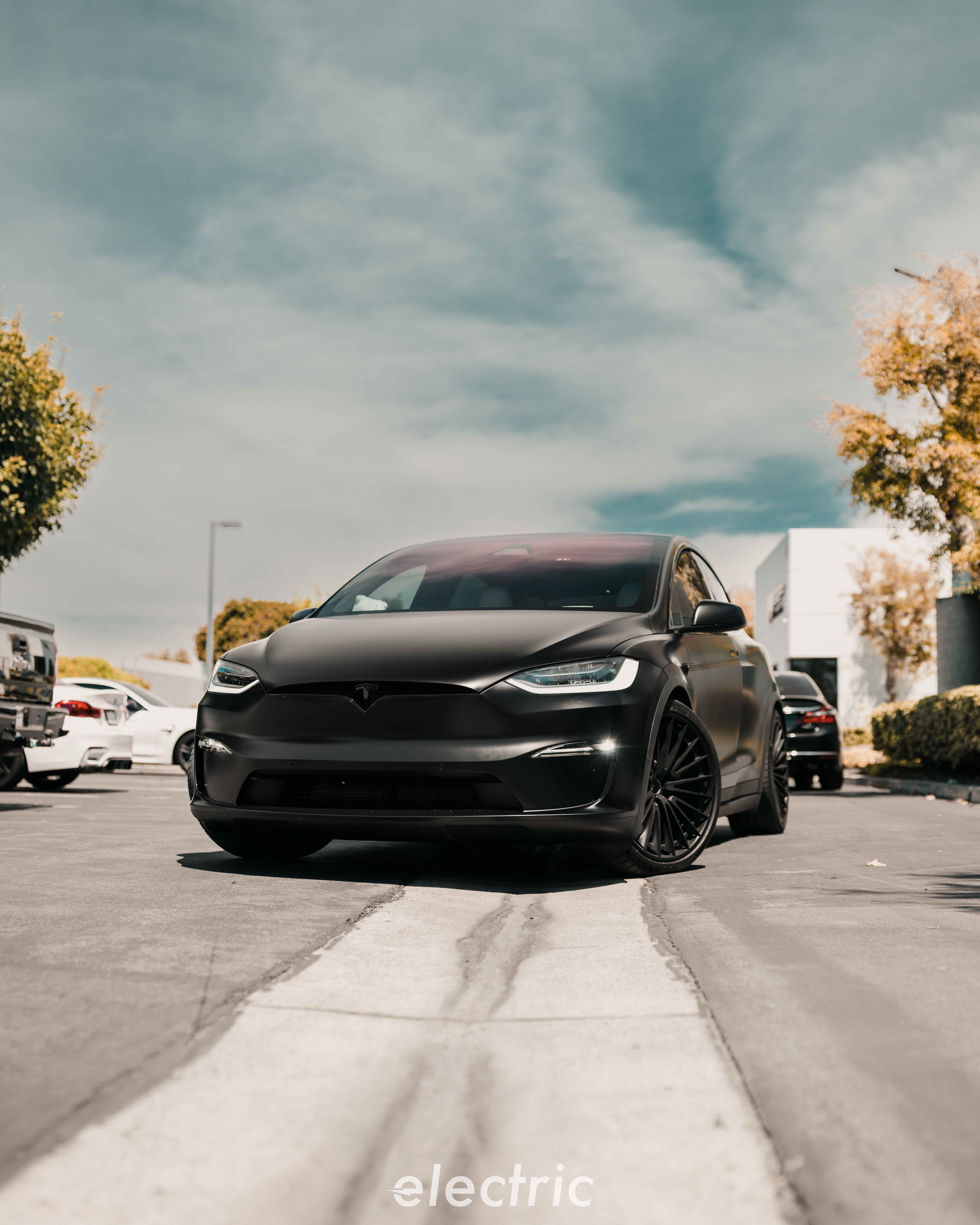 Satin black Tesla Model X Plaid