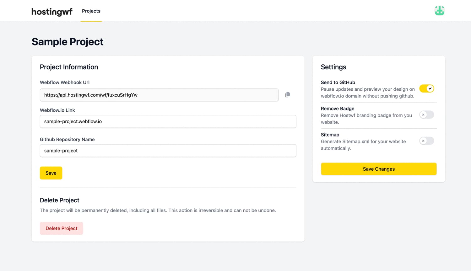 hostingwf webflow integration connection 