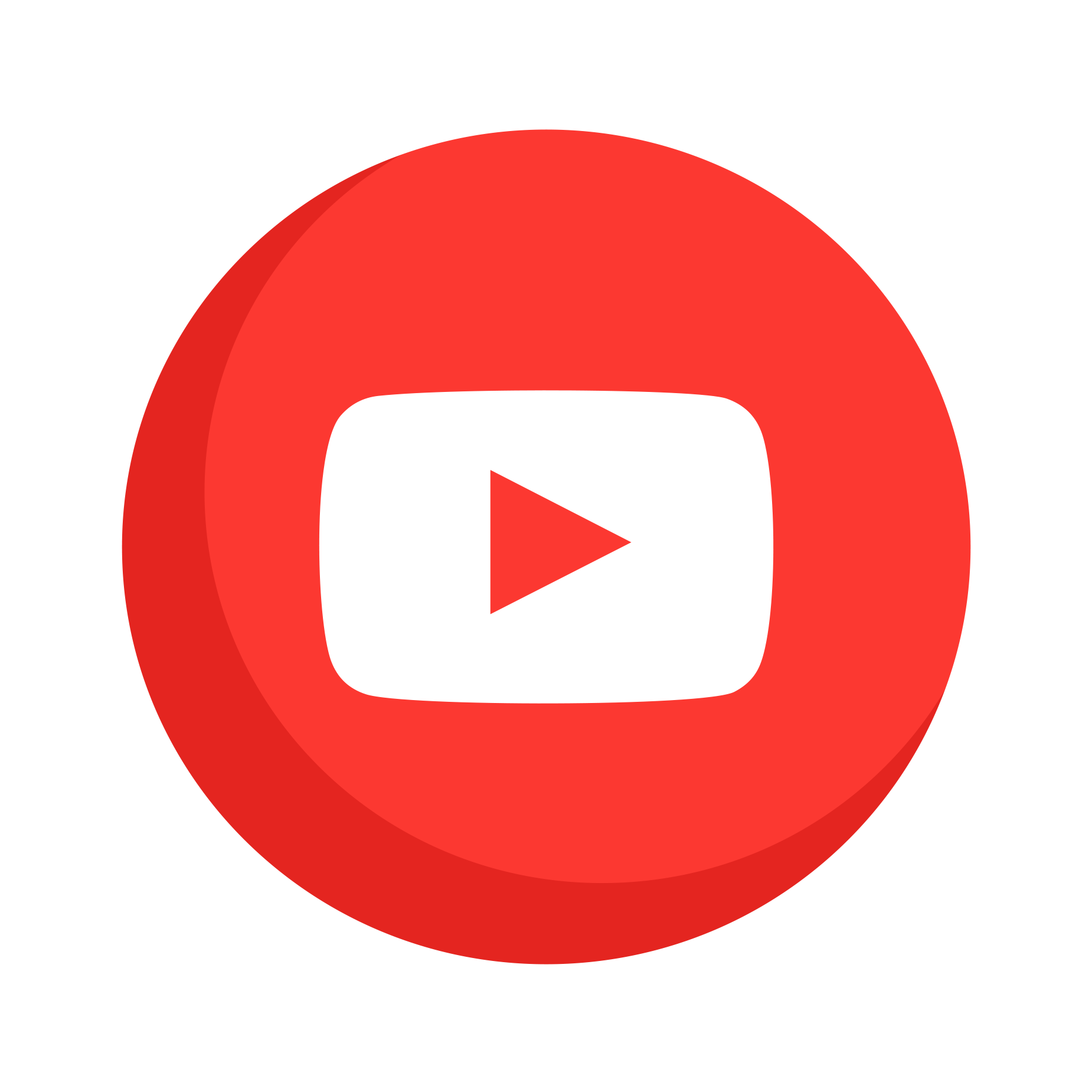 Red circular YouTube play button icon with white play triangle in the center.