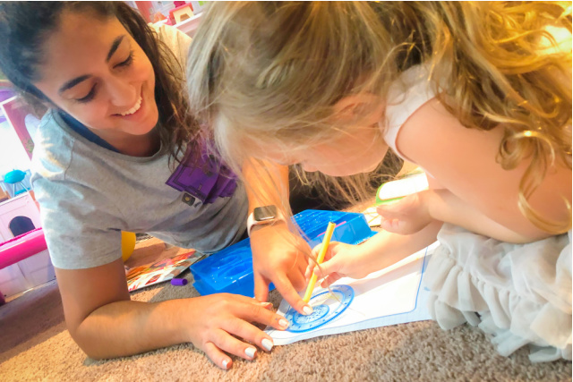 au pair coloring with kids