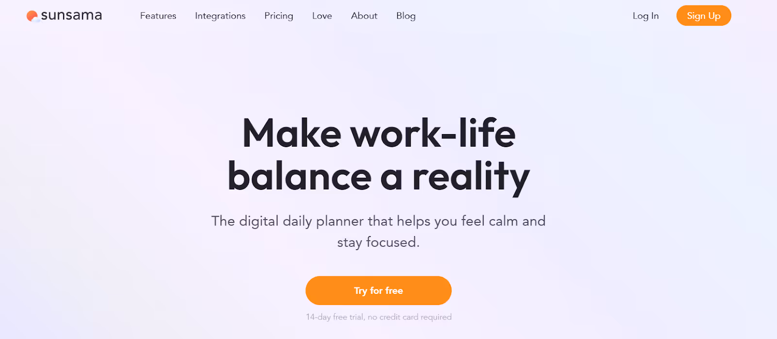 Screenshot of Sunsama's landing page