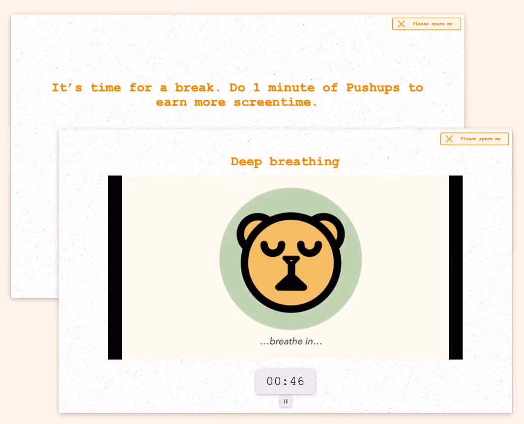Screenshot of Focus Bear's break reminder feature