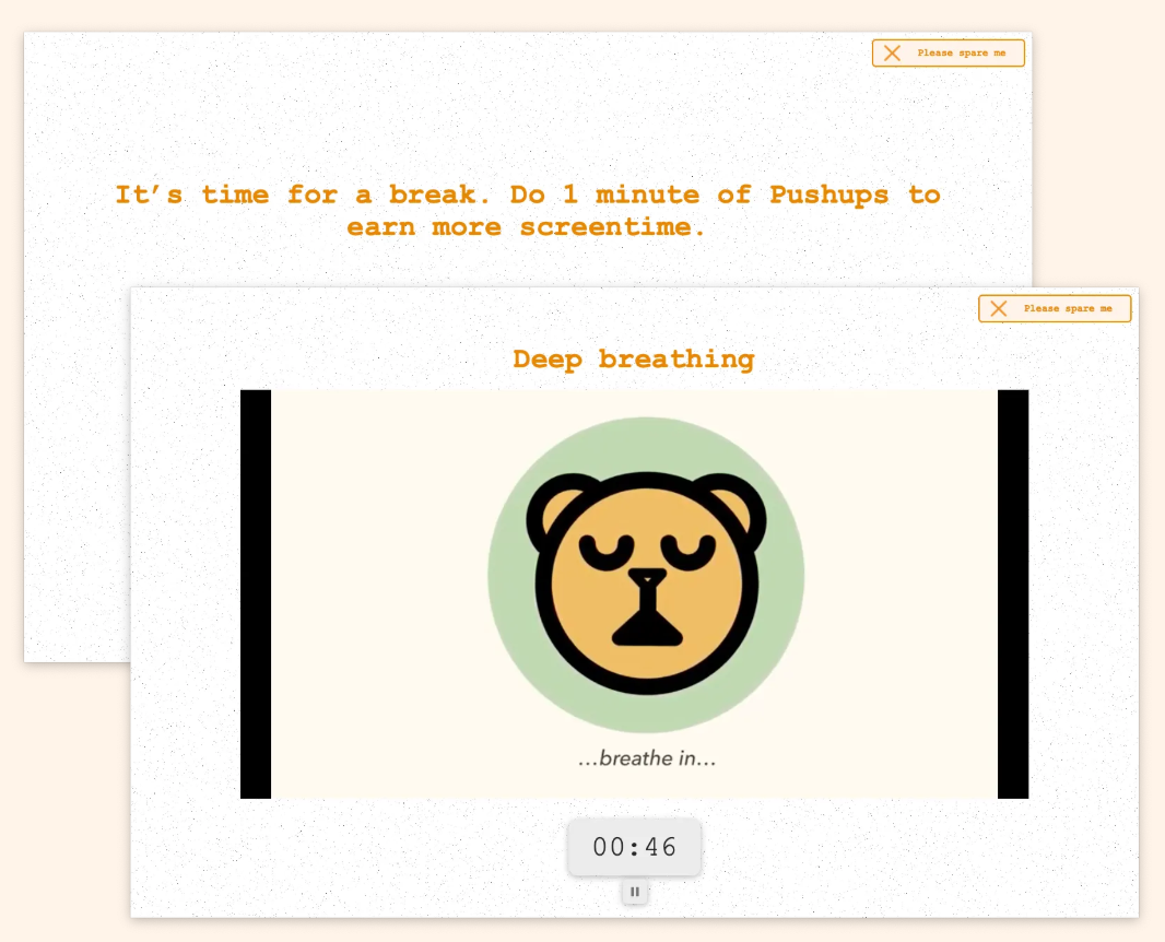 Screenshot of Focus Bear's break reminder feature