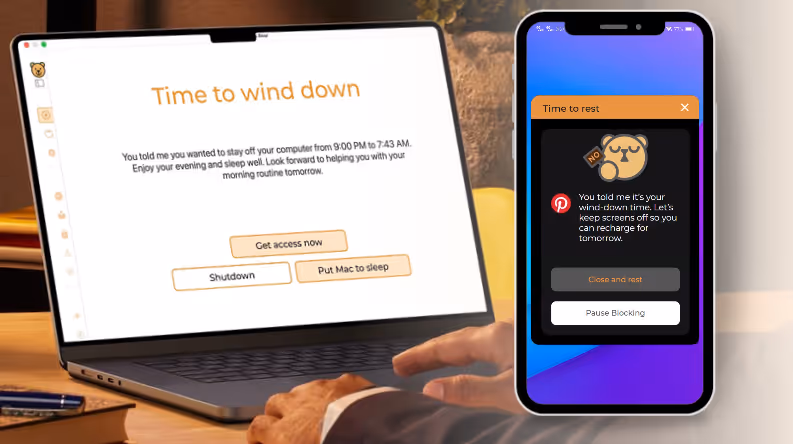 Screenshot of Focus Bear's wind down feature