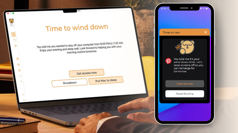 Screenshot of Focus Bear's wind down feature