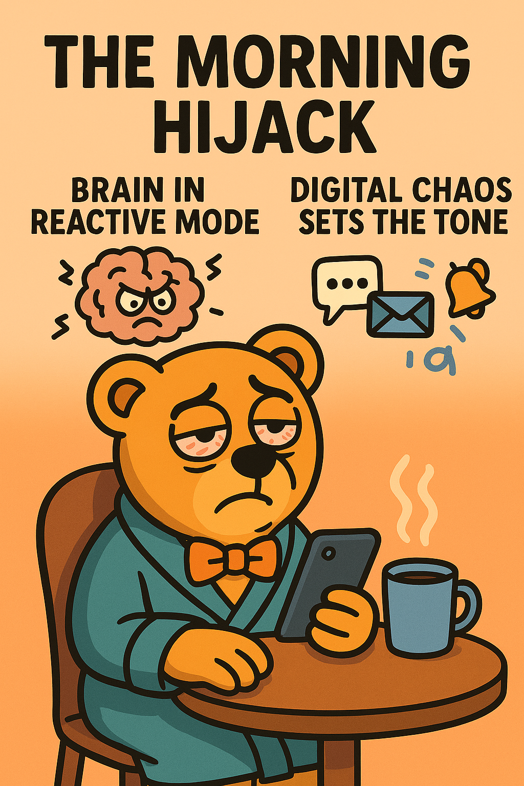 An illustration of what happens to brain when you scroll after waking up