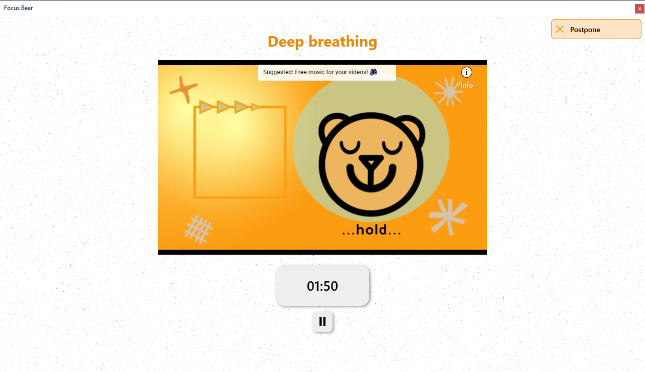 Screenshot of Focus Bear's guided breathing exercises