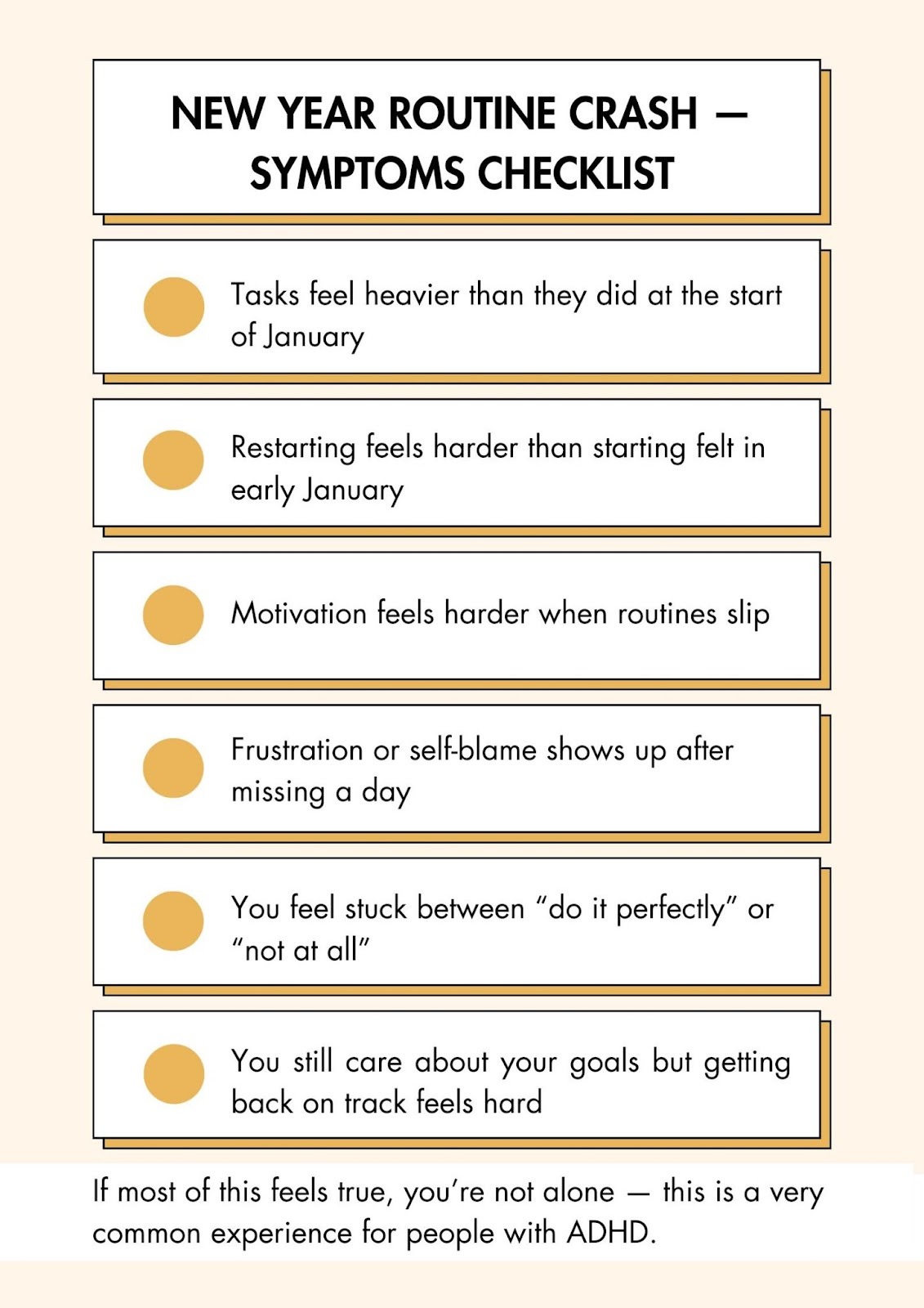 New Year Routine crash symptoms checklist
