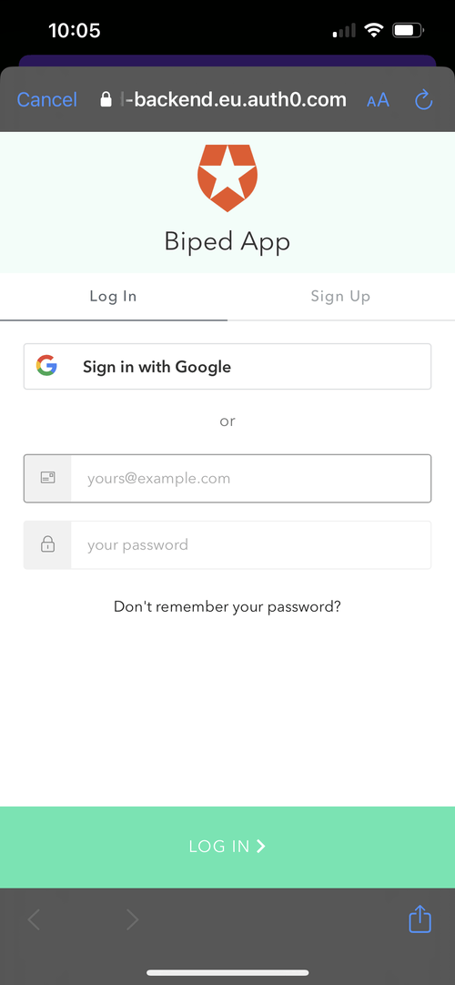 Screenshot of step 4, sign up using your Google account or directly with your email
