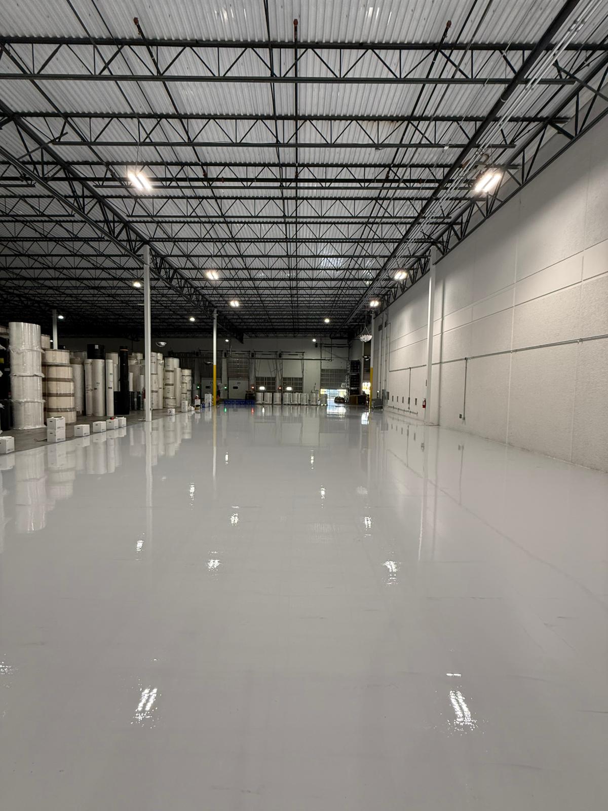 Warehouse concrete floor with epoxy