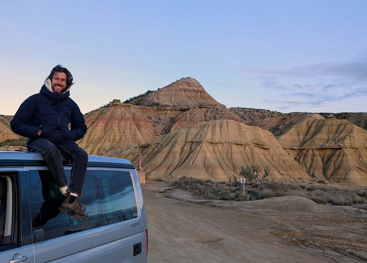 Damien Breneliere on the van