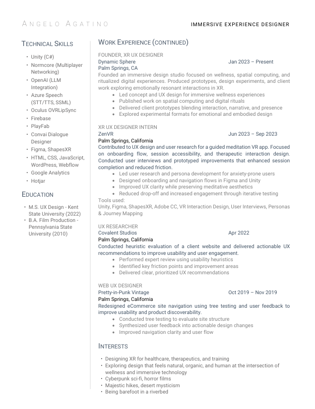Angelo DiMauro UX Resume