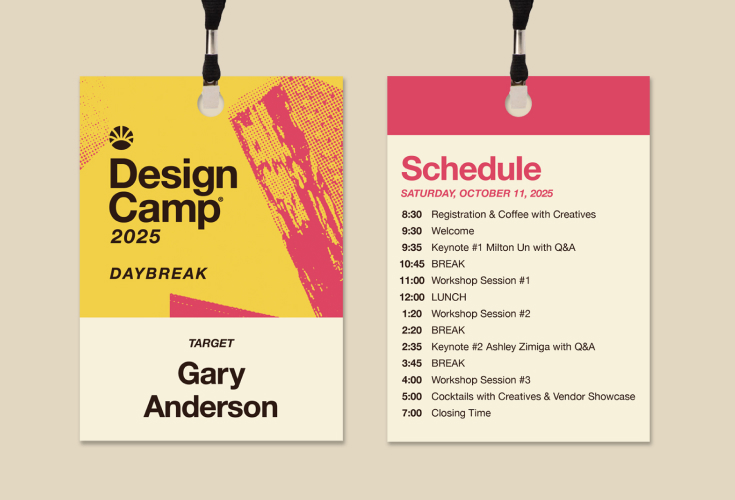 Design Camp 2025 Attendee Lanyard. 
