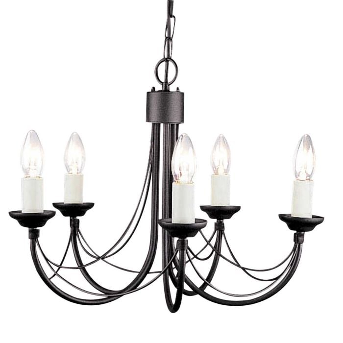 Elstead Lighting – czarny klasyczny żyrandol pięcioramienny