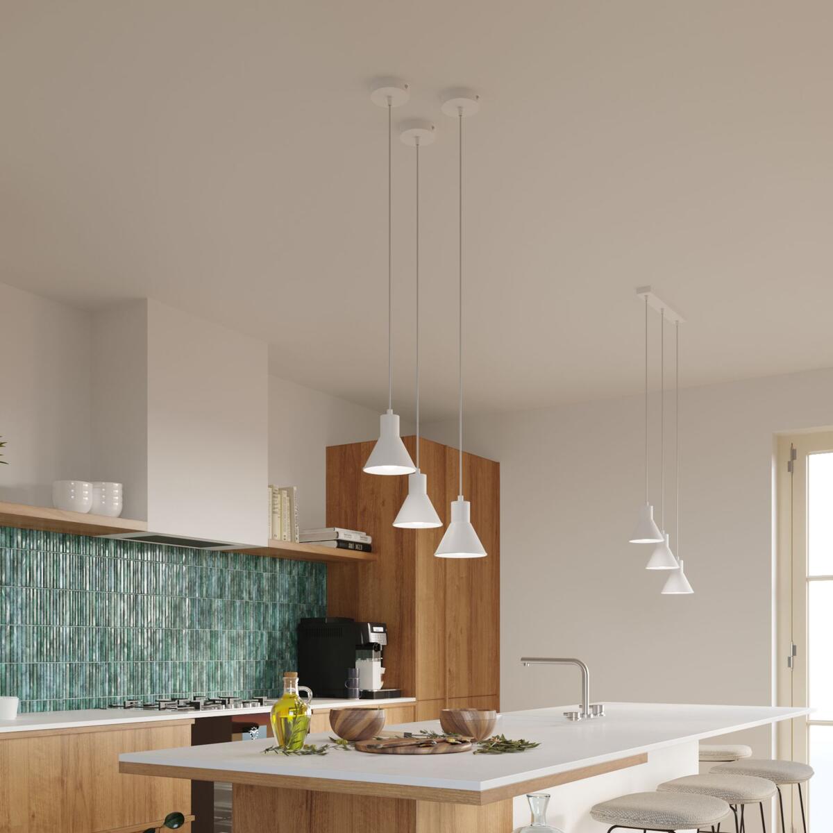 Sollux Lighting TALEJA – białe lampy wiszące nad wyspą kuchenną