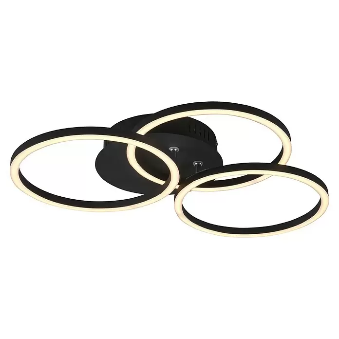 RL Reality Leuchten Circle – czarna lampa sufitowa LED z trzema pierścieniami