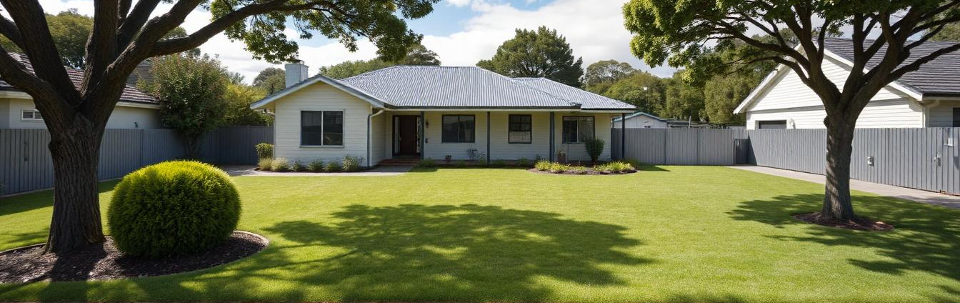 A well-maintained Waikato lawn in front of a suburban home, green and healthy under clear skies.