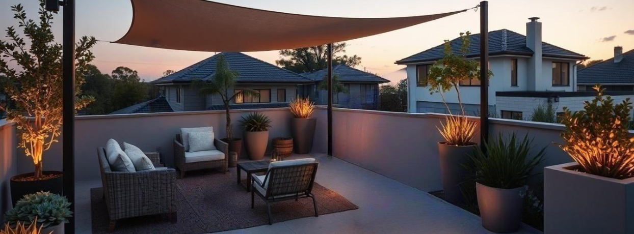 Auckland Central rooftop garden with plants, seating, and city skyline views.