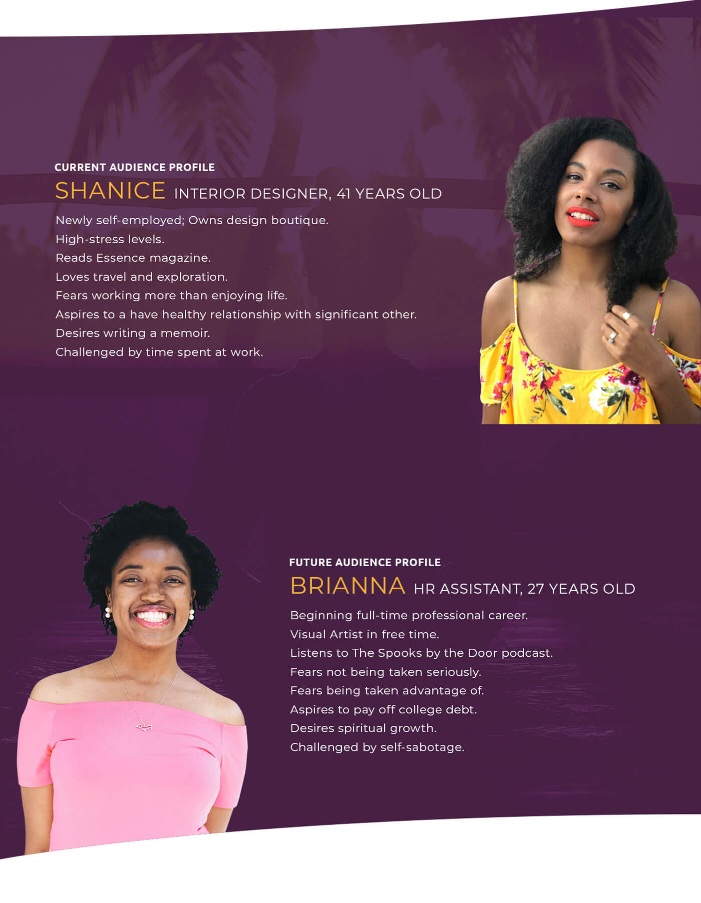 Image of two current audience profile and future audience profile