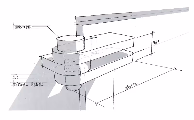Technical sketch of a typical hinge with dimensional measurements