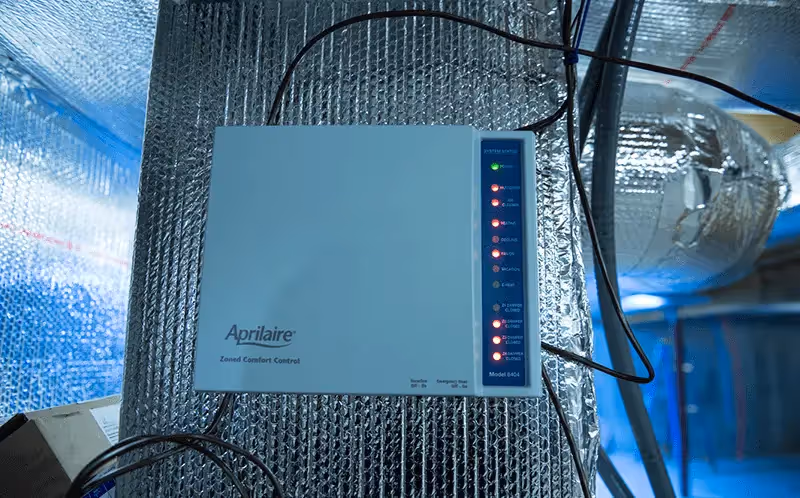 Aprilaire zoned comfort control panel with illuminated status lights