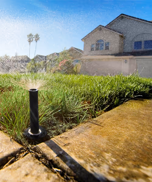 Sprinkler spraying home lawn