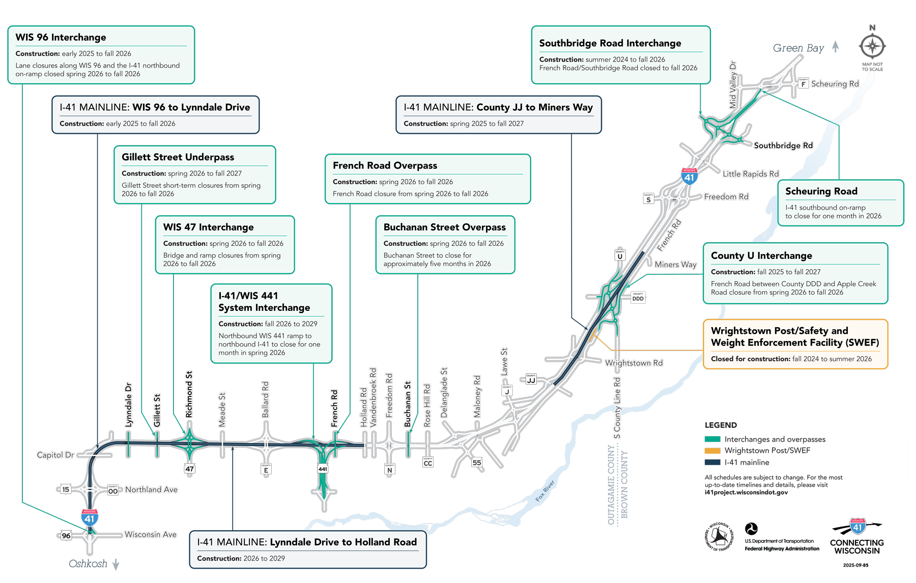 Overall I-41 Construction Timeline