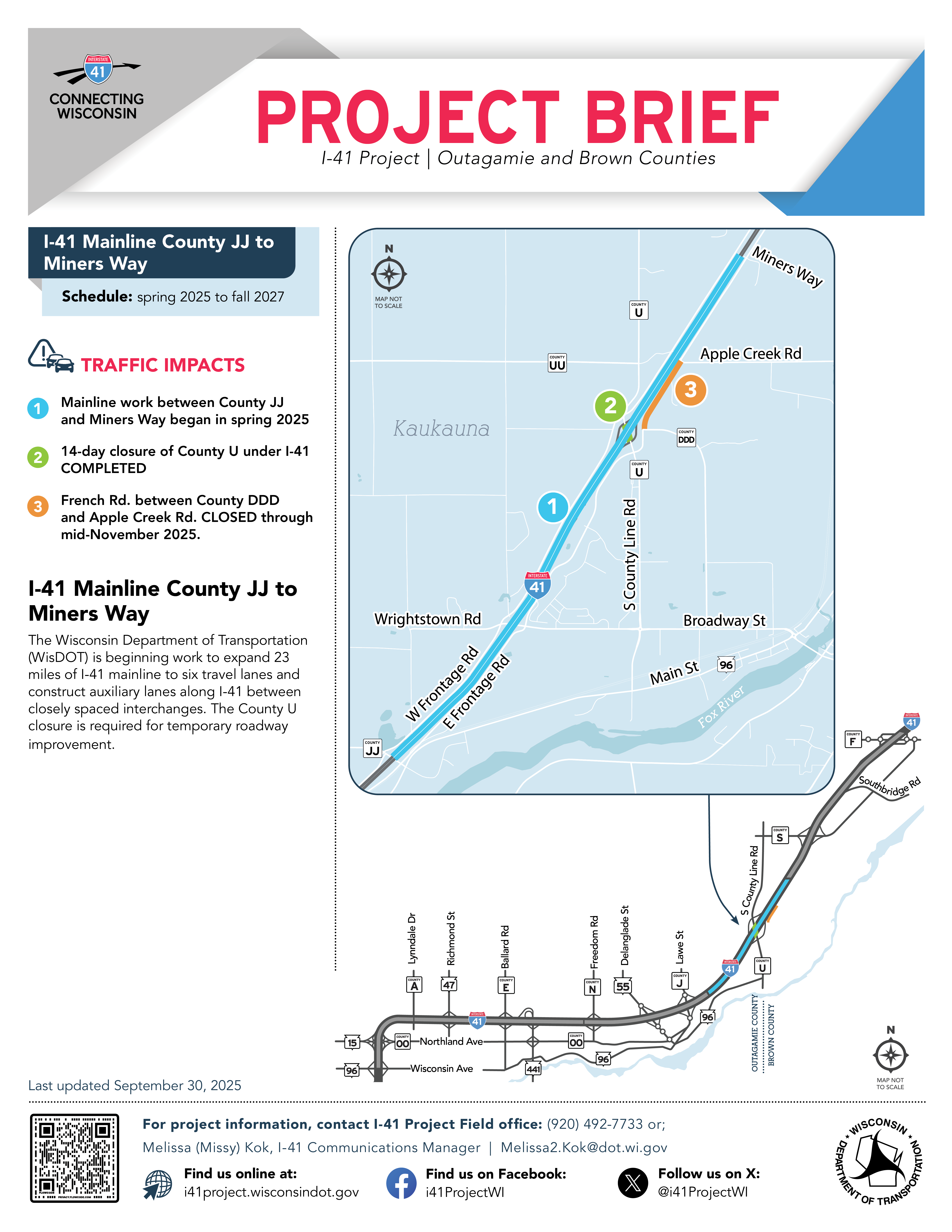Image of I-41 Mainline's current Project Brief PDF. Click to open PDF in a new tab!