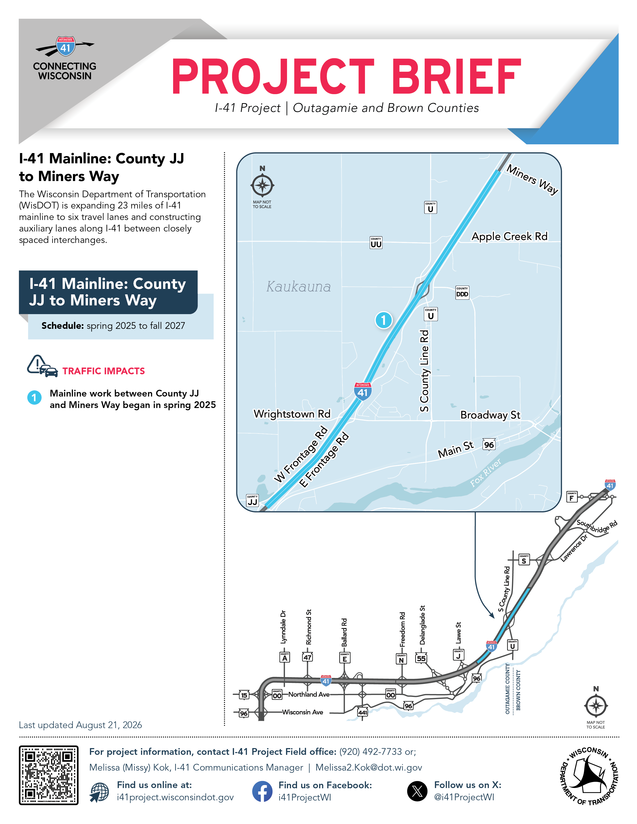 Page three of I-41 Mainline's Project brief, click to open into a PDF.