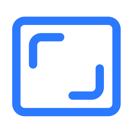 Blue icon representing aspect ratio with a square and two corner brackets inside.