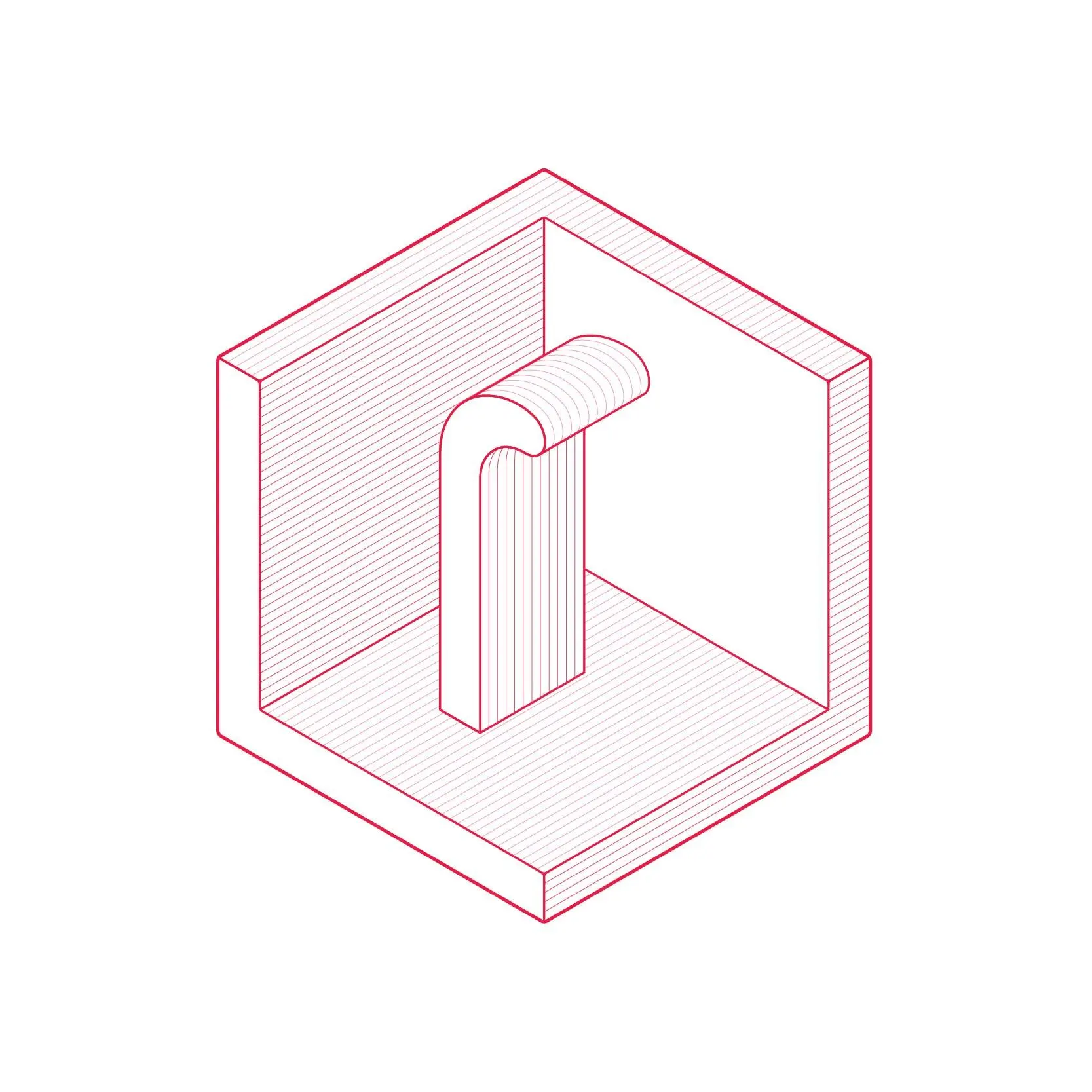 A line drawing of a pipe in a box