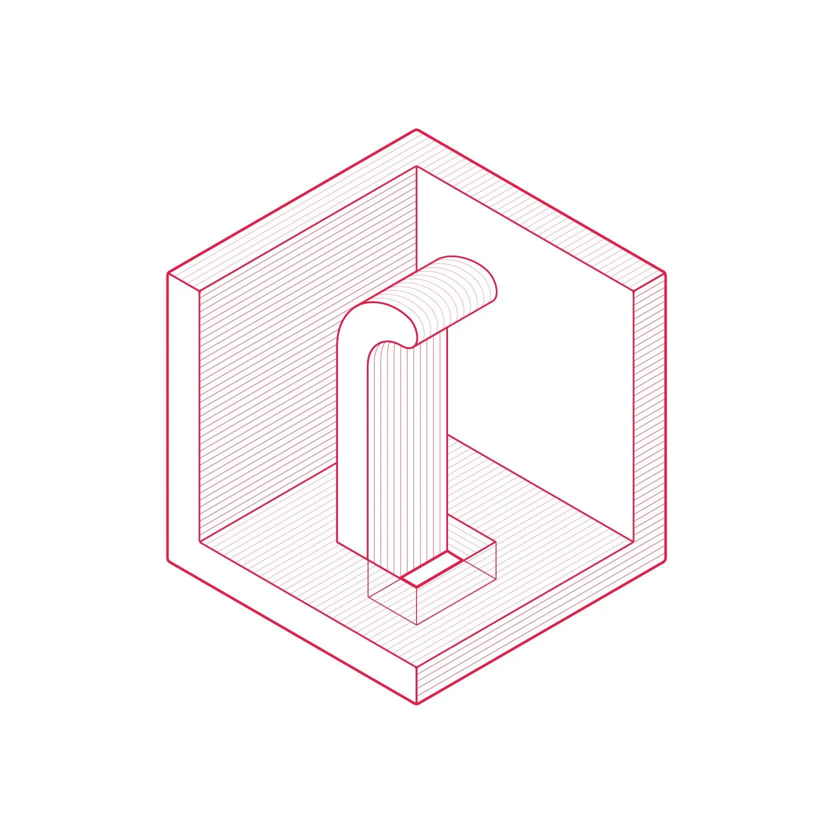 A line drawing of a pipe in a box