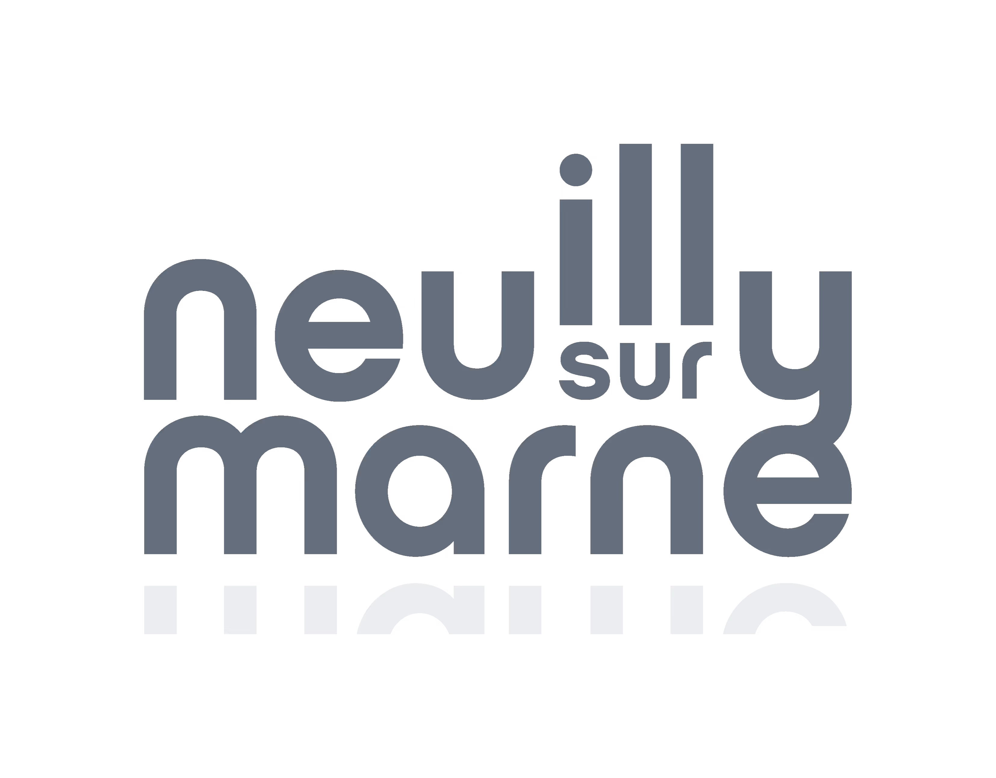 Logo en texte gris avec reflet indiquant Neuilly-sur-Marne.
