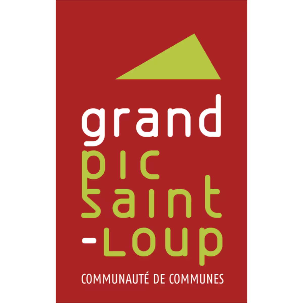 Logo rouge et vert du Grand Pic Saint-Loup, communauté de communes.