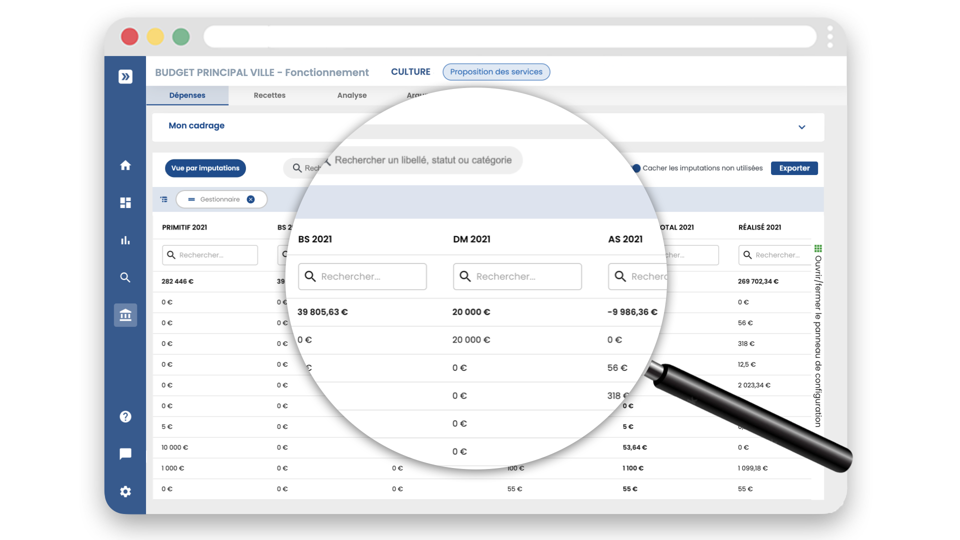 Les décisions modificatives sont indiquées lors de la préparation budgétaire dans Manty Budget 