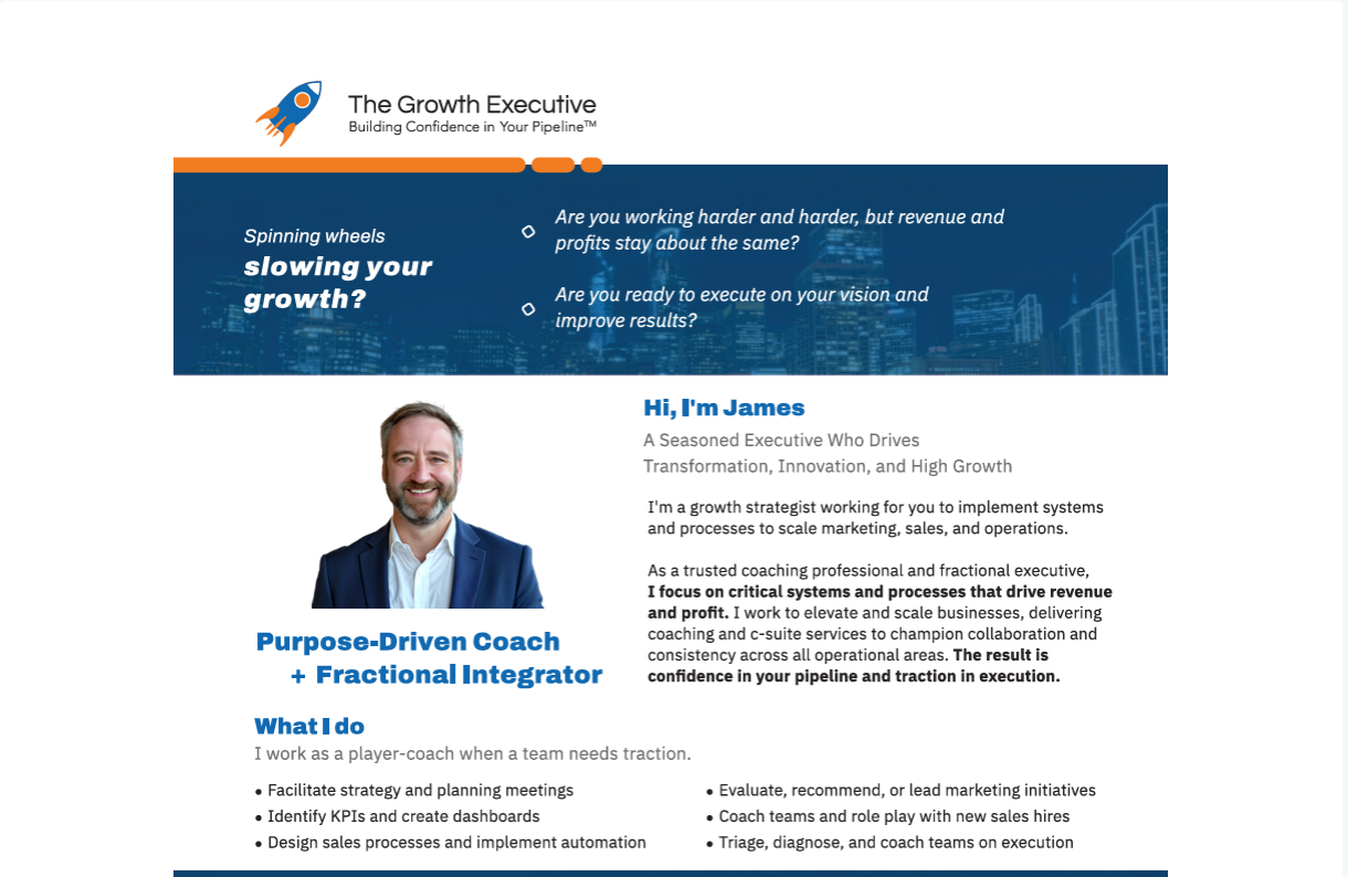 One Pager of Our Services - The Growth Executive