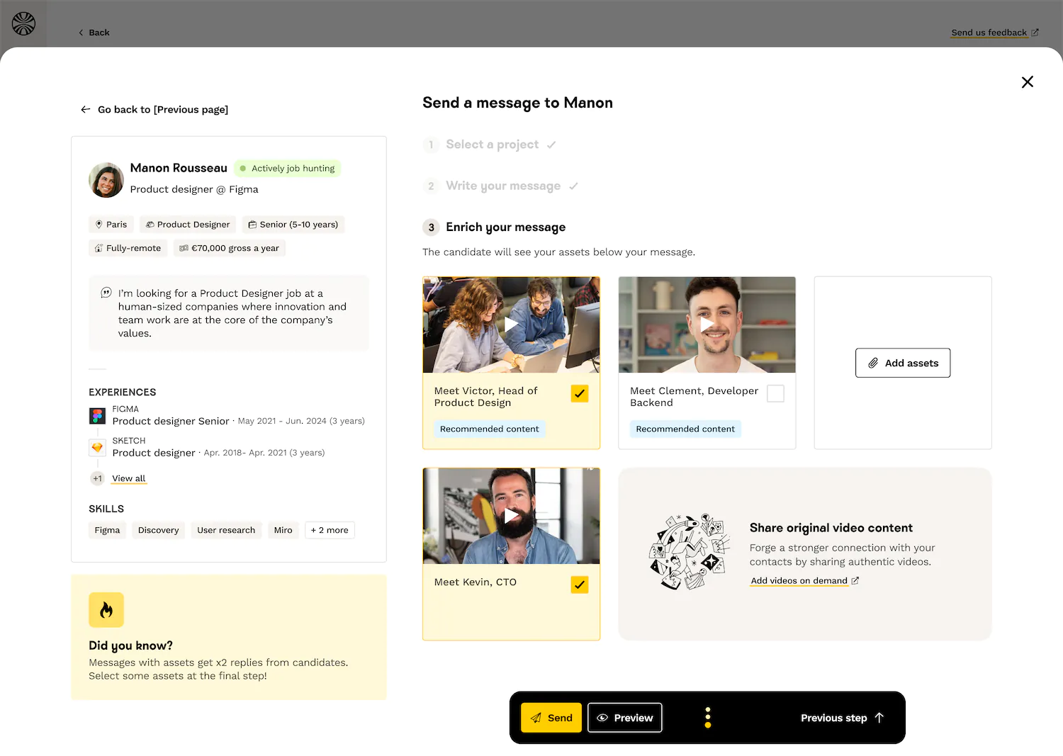 Interface contact funnel sourcing