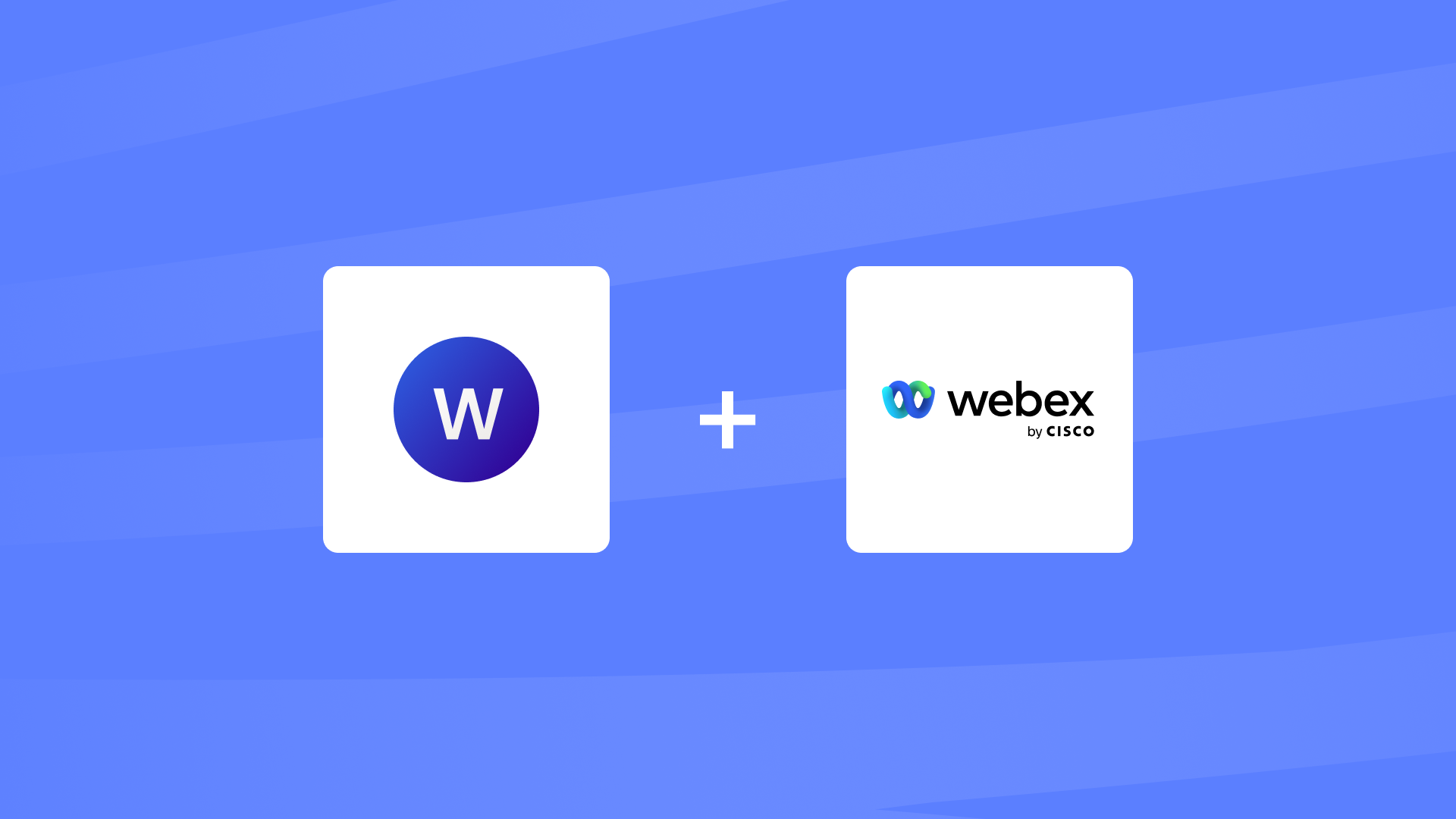 WorkStory and Webex logos connected on a blue background
