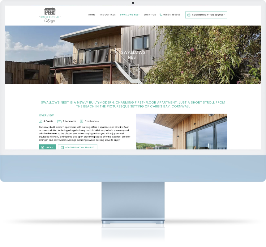 Mount Douglas Cottages Web design Cornwall