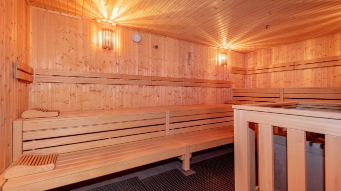 Die Finnische Sauna des Holmes Place Fitnessstudios am Ostkreuz.