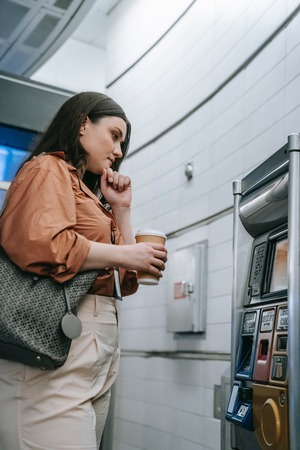 Woman paying for transport