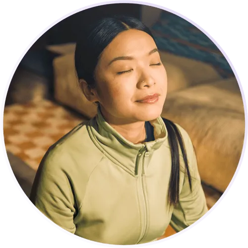 a woman meditating