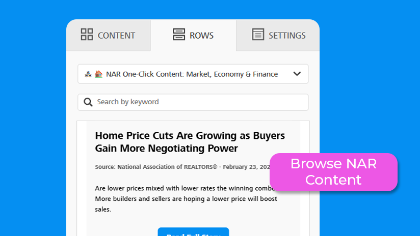 An image of a sample of the NAR one-click content