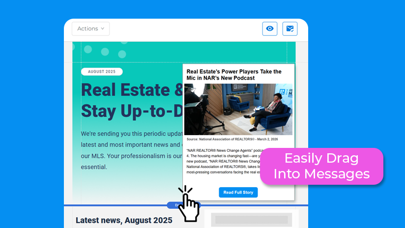 An image showing the drag and drop functionality of NAR one click content
