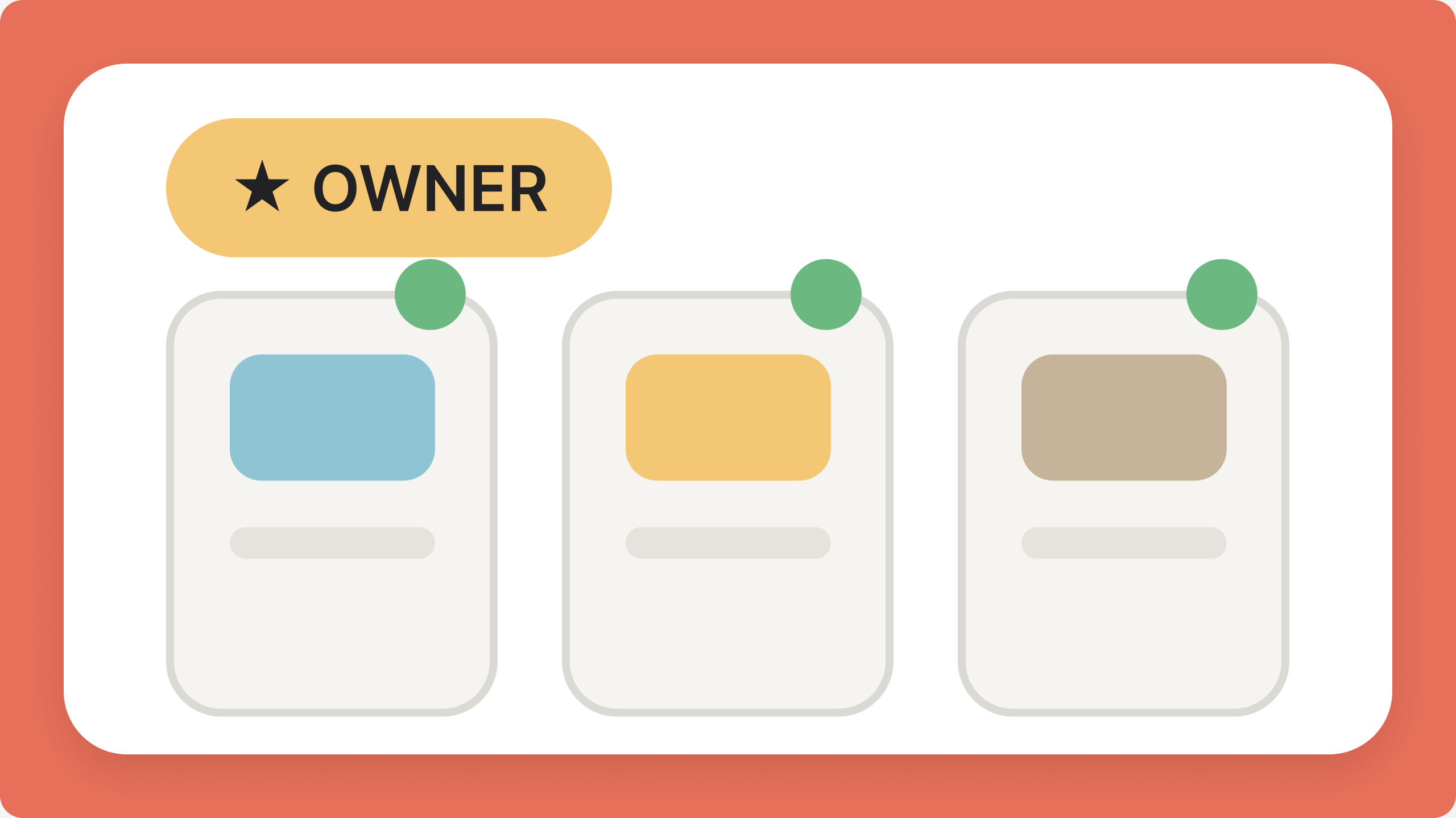 An Account Owner badge above three workspace cards