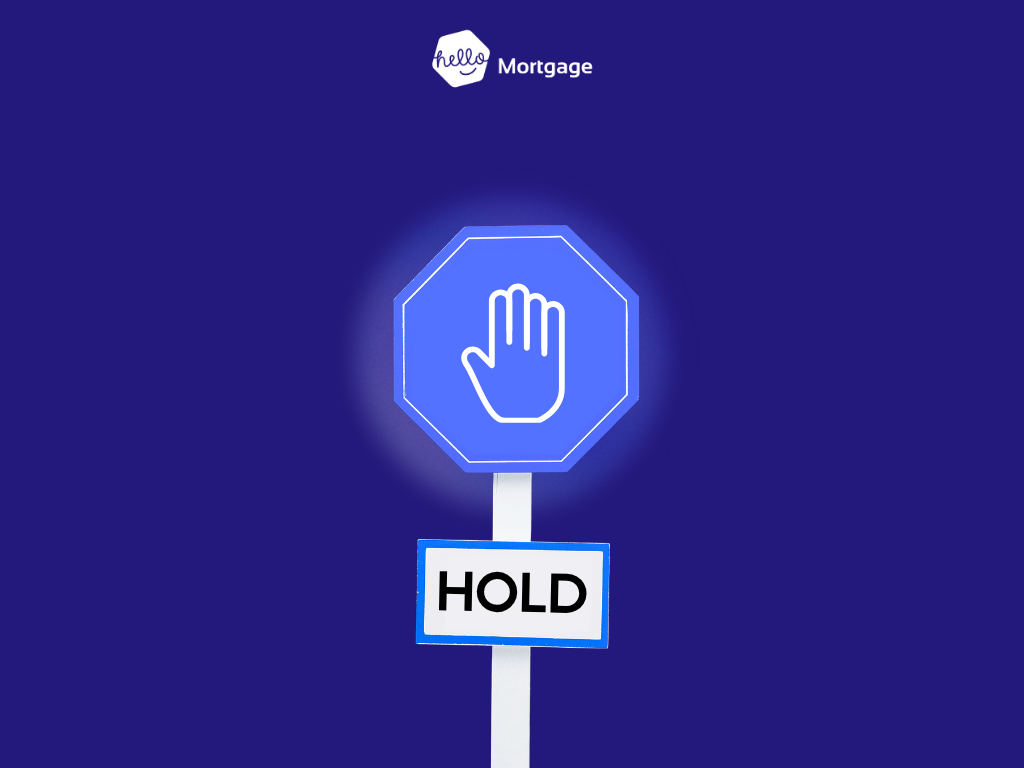 A blue stop sign with the word hold on it. all against a dark blue background.