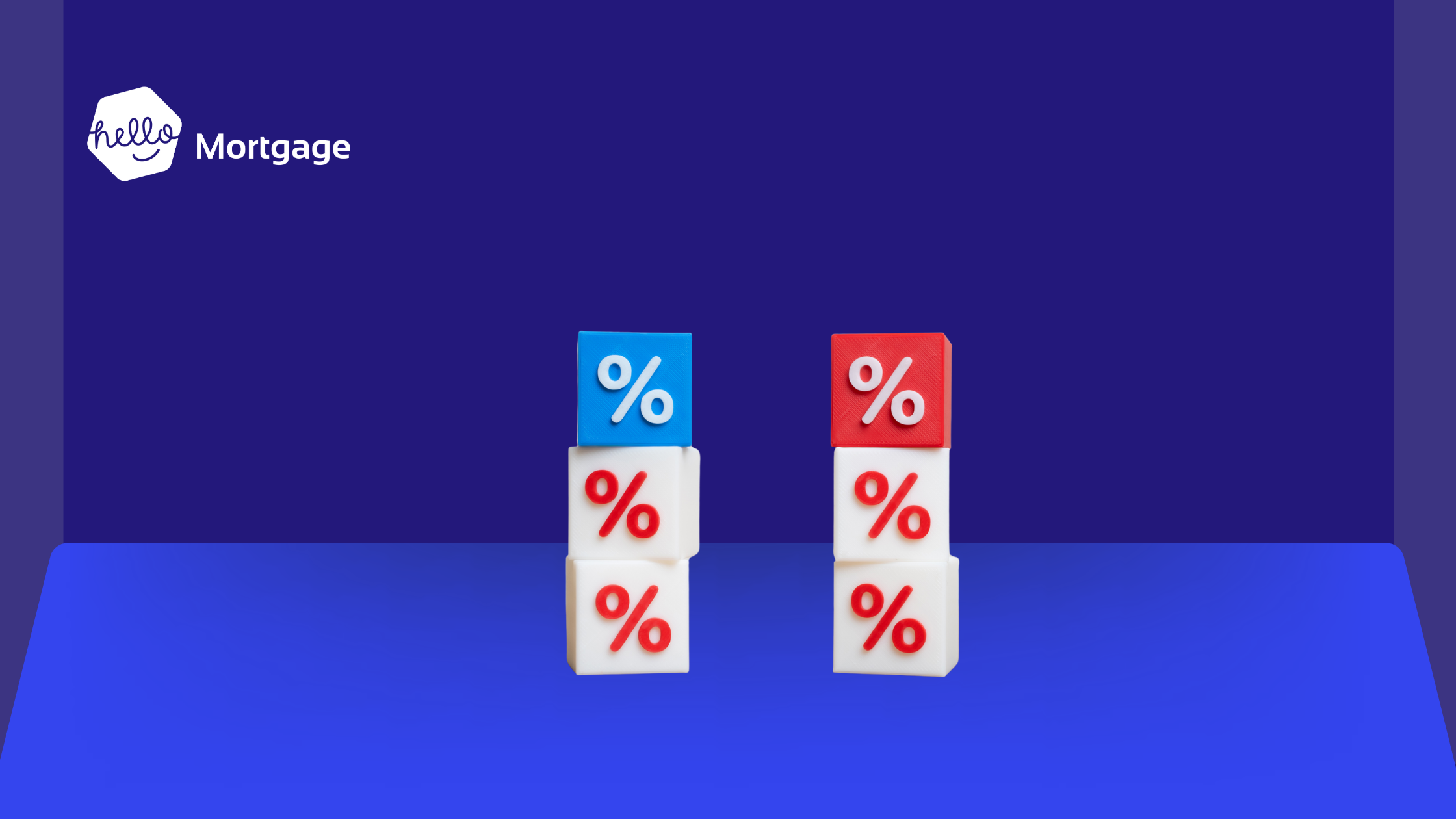 Blocks on top of each other showcasing a percentage sign against a blue background