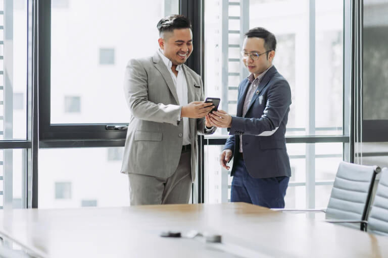 Coworkers interacting