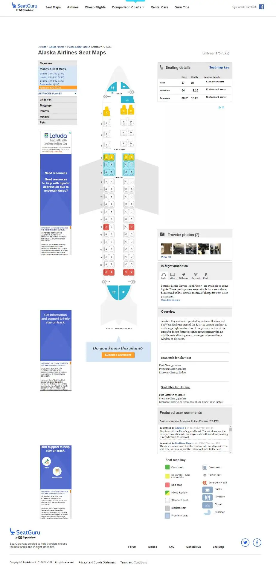 screenshot of SeatGuru map. 