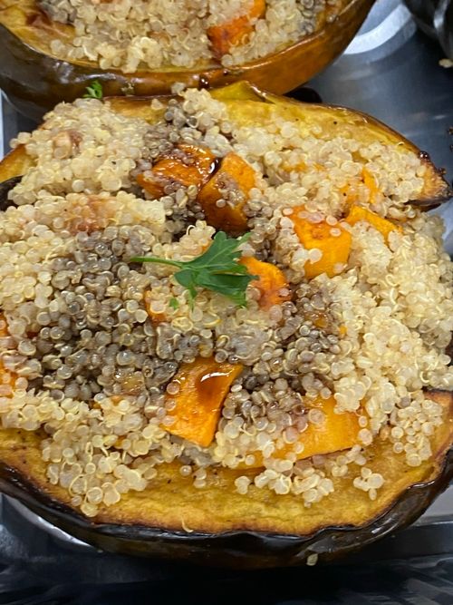 gf Quinoa with Roast Pumpkin, Apples and Pomegranate